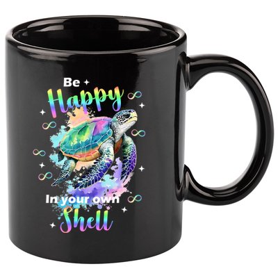 Be Happy On Your Own Colorful Turtle Self Love 11oz C Handle Ceramic Mug