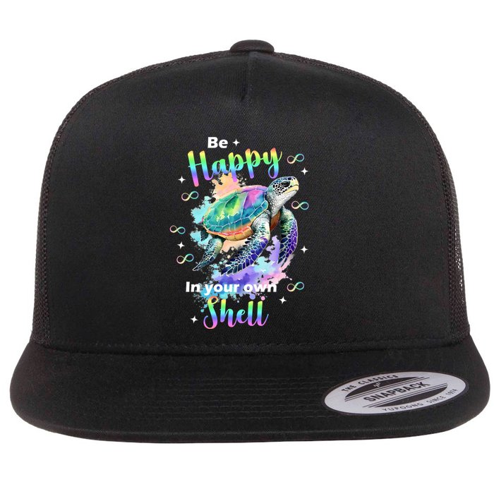Be Happy On Your Own Colorful Turtle Self Love Flatbill Hat