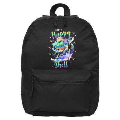 Be Happy On Your Own Colorful Turtle Self Love 16 in Basic Backpack