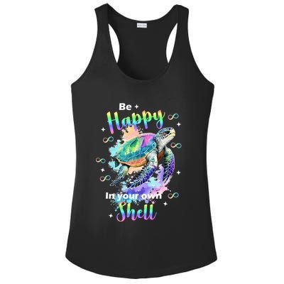 Be Happy On Your Own Colorful Turtle Self Love Ladies PosiCharge Competitor Racerback Tank