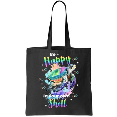 Be Happy On Your Own Colorful Turtle Self Love Tote Bag