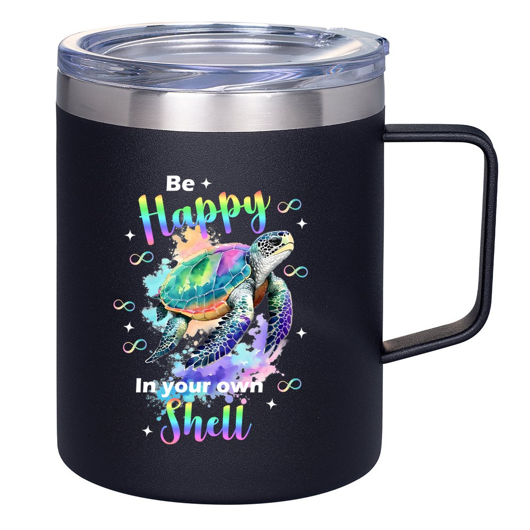 Be Happy On Your Own Colorful Turtle Self Love 12oz Stainless Steel Coffee Mug