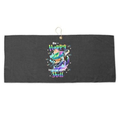 Be Happy On Your Own Colorful Turtle Self Love Large Microfiber Waffle Golf Towel