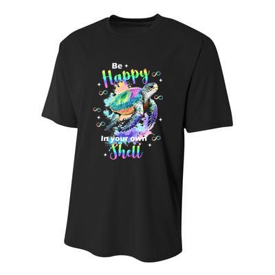 Be Happy On Your Own Colorful Turtle Self Love Youth Performance Sprint T-Shirt