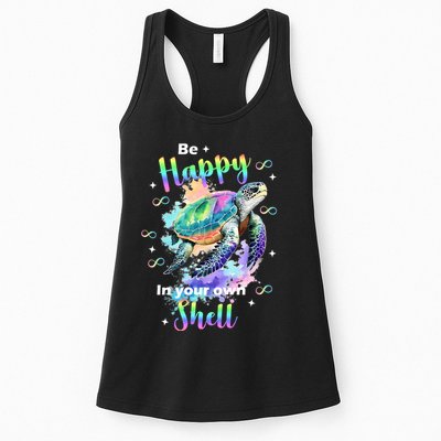 Be Happy On Your Own Colorful Turtle Self Love Womens Tank Top