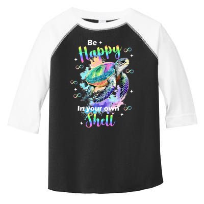 Be Happy On Your Own Colorful Turtle Self Love Toddler Fine Jersey T-Shirt
