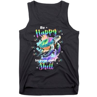 Be Happy On Your Own Colorful Turtle Self Love Tank Top