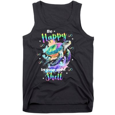 Be Happy On Your Own Colorful Turtle Self Love Tank Top