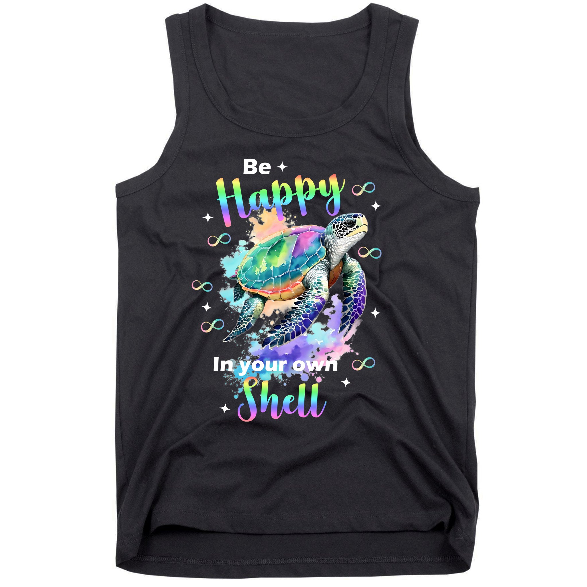Be Happy On Your Own Colorful Turtle Self Love Tank Top