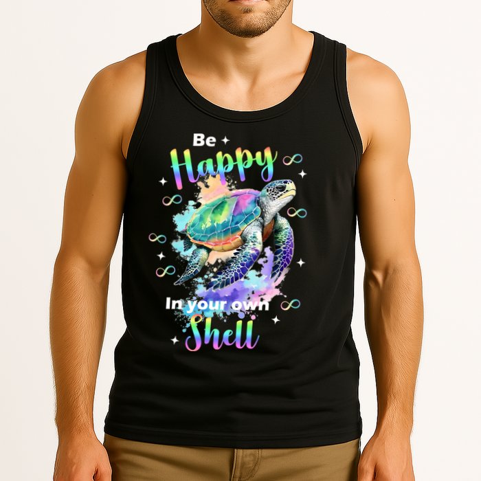 Be Happy On Your Own Colorful Turtle Self Love Tank Top