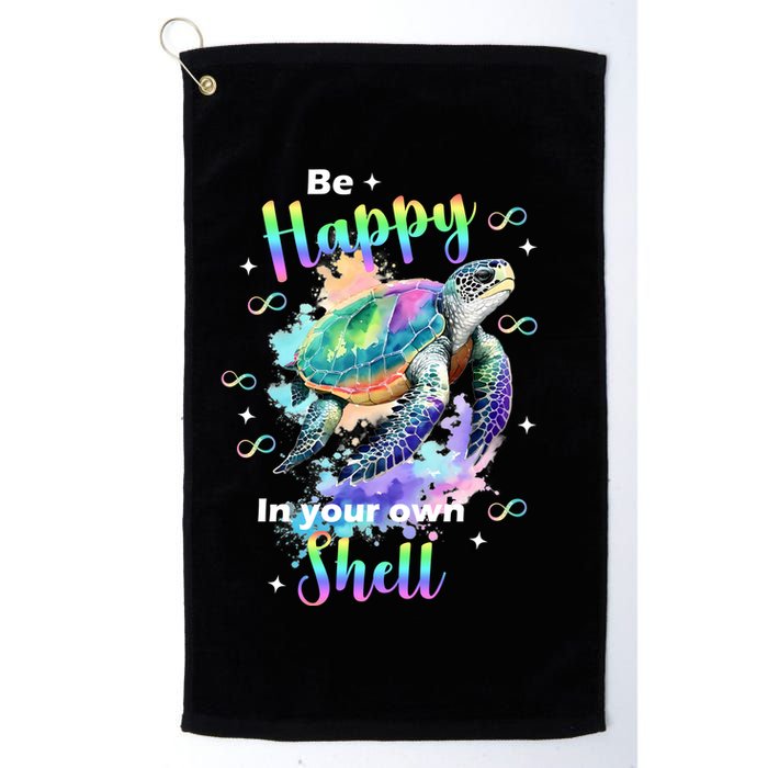 Be Happy On Your Own Colorful Turtle Self Love Golf Towel