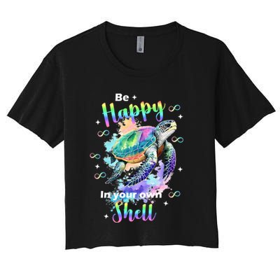 Be Happy On Your Own Colorful Turtle Self Love Crop Top