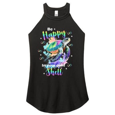Be Happy On Your Own Colorful Turtle Self Love Women's Perfect Tri Rocker Tank