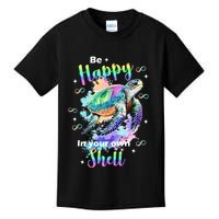 Be Happy On Your Own Colorful Turtle Self Love Kids T-Shirt