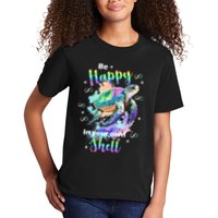 Be Happy On Your Own Colorful Turtle Self Love Kids T-Shirt