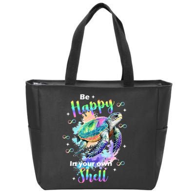 Be Happy On Your Own Colorful Turtle Self Love Zip Tote Bag