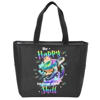 Be Happy On Your Own Colorful Turtle Self Love Zip Tote Bag