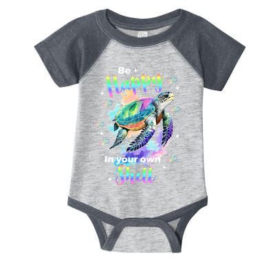 Be Happy On Your Own Colorful Turtle Self Love Infant Baby Jersey Bodysuit