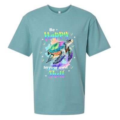 Be Happy On Your Own Colorful Turtle Self Love Sueded Cloud Jersey T-Shirt