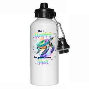 Be Happy On Your Own Colorful Turtle Self Love Aluminum Water Bottle