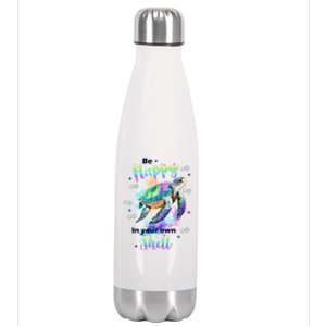 Be Happy On Your Own Colorful Turtle Self Love Stainless Steel Insulated Water Bottle