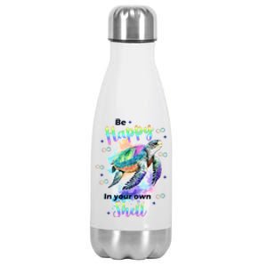 Be Happy On Your Own Colorful Turtle Self Love Stainless Steel Insulated Water Bottle