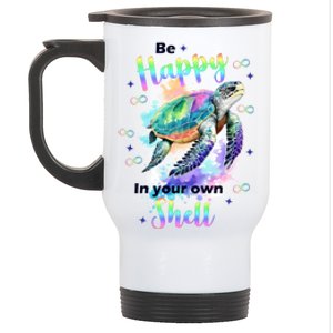 Be Happy On Your Own Colorful Turtle Self Love Stainless Steel Travel Mug