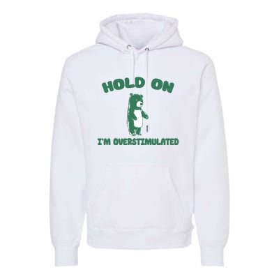 Bear Hold On IM Overstimulated Premium Hoodie