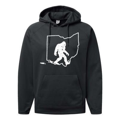 Bigfoot Hunter Ohio Retro Pride Performance Fleece Hoodie