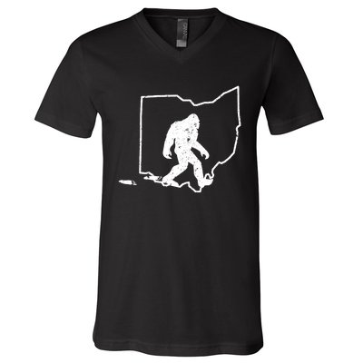 Bigfoot Hunter Ohio Retro Pride V-Neck T-Shirt