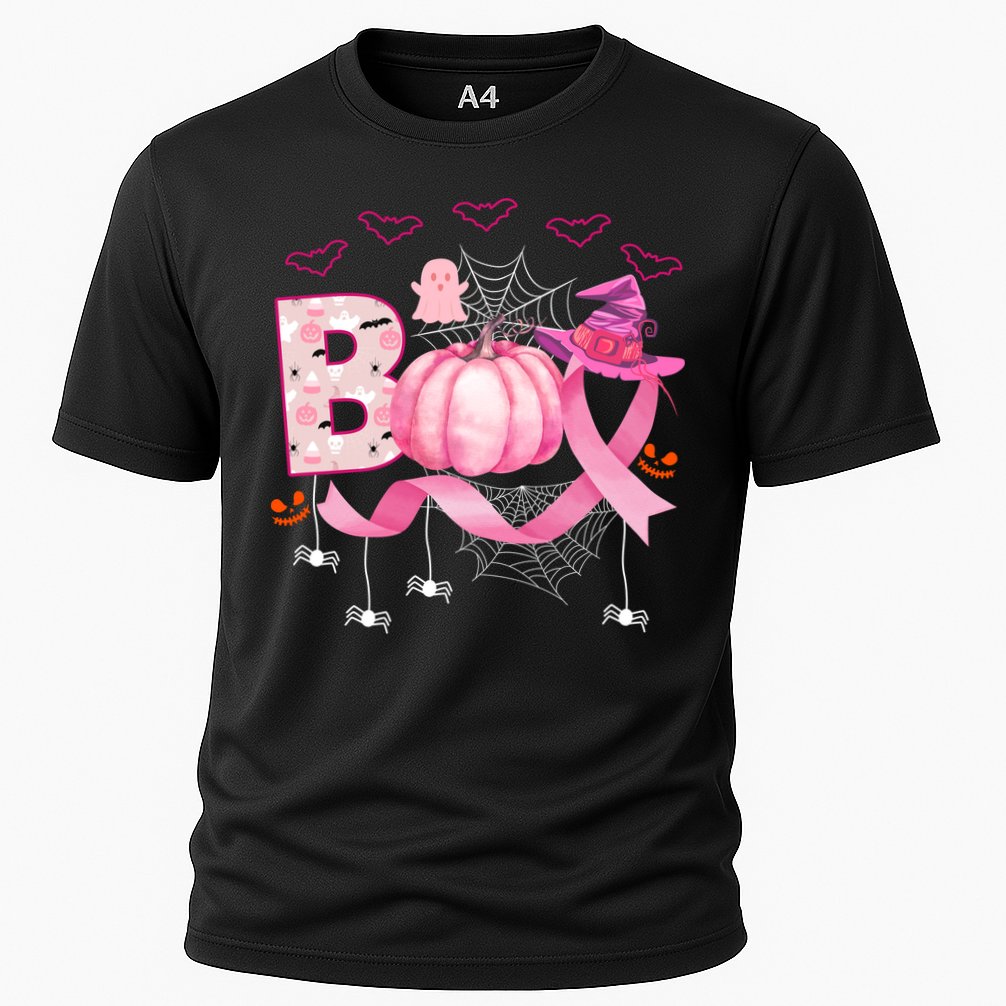 Boo Halloween October Breast Cancer Awareness Cooling Performance Crew T-Shirt