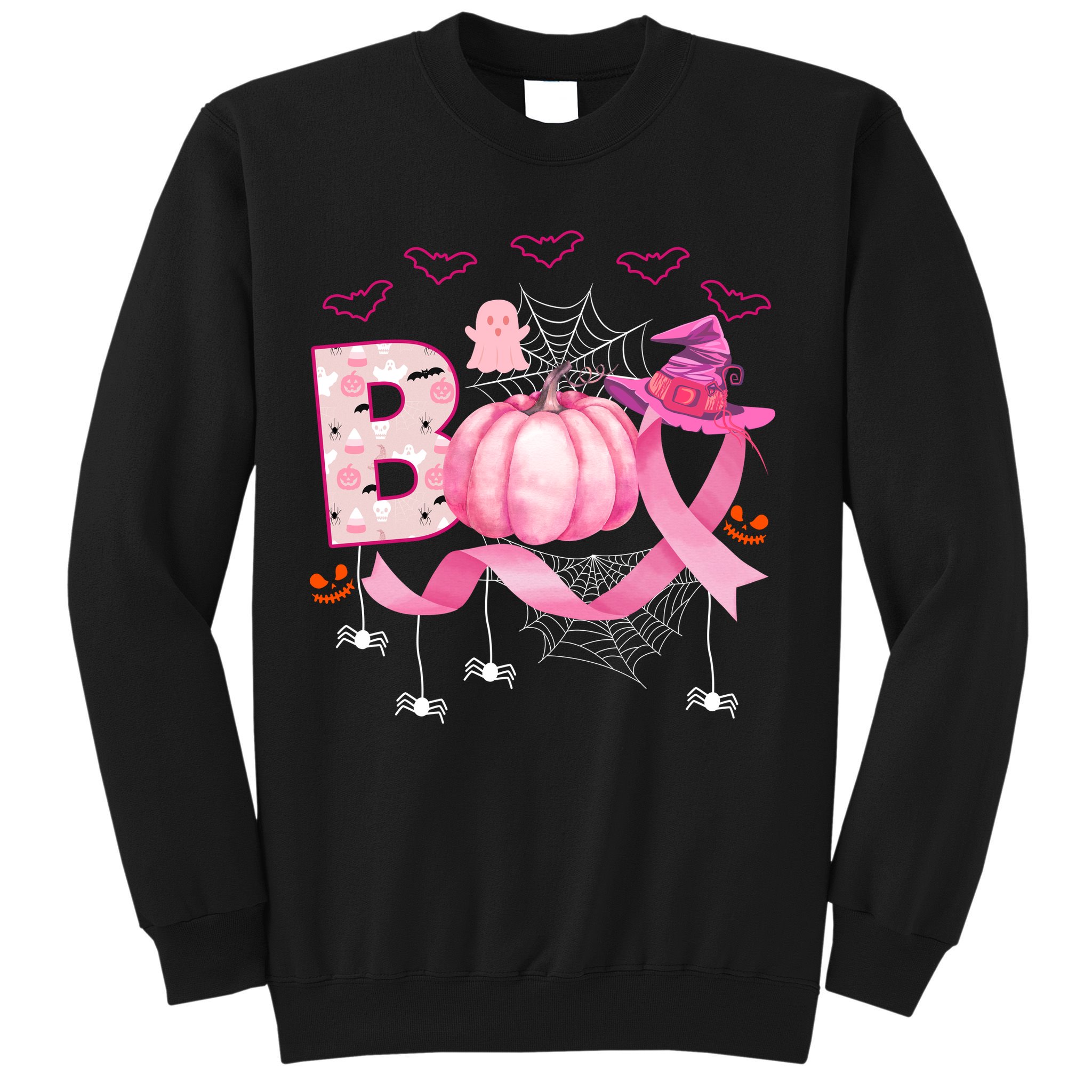 Boo Halloween October Breast Cancer Awareness Sweatshirt