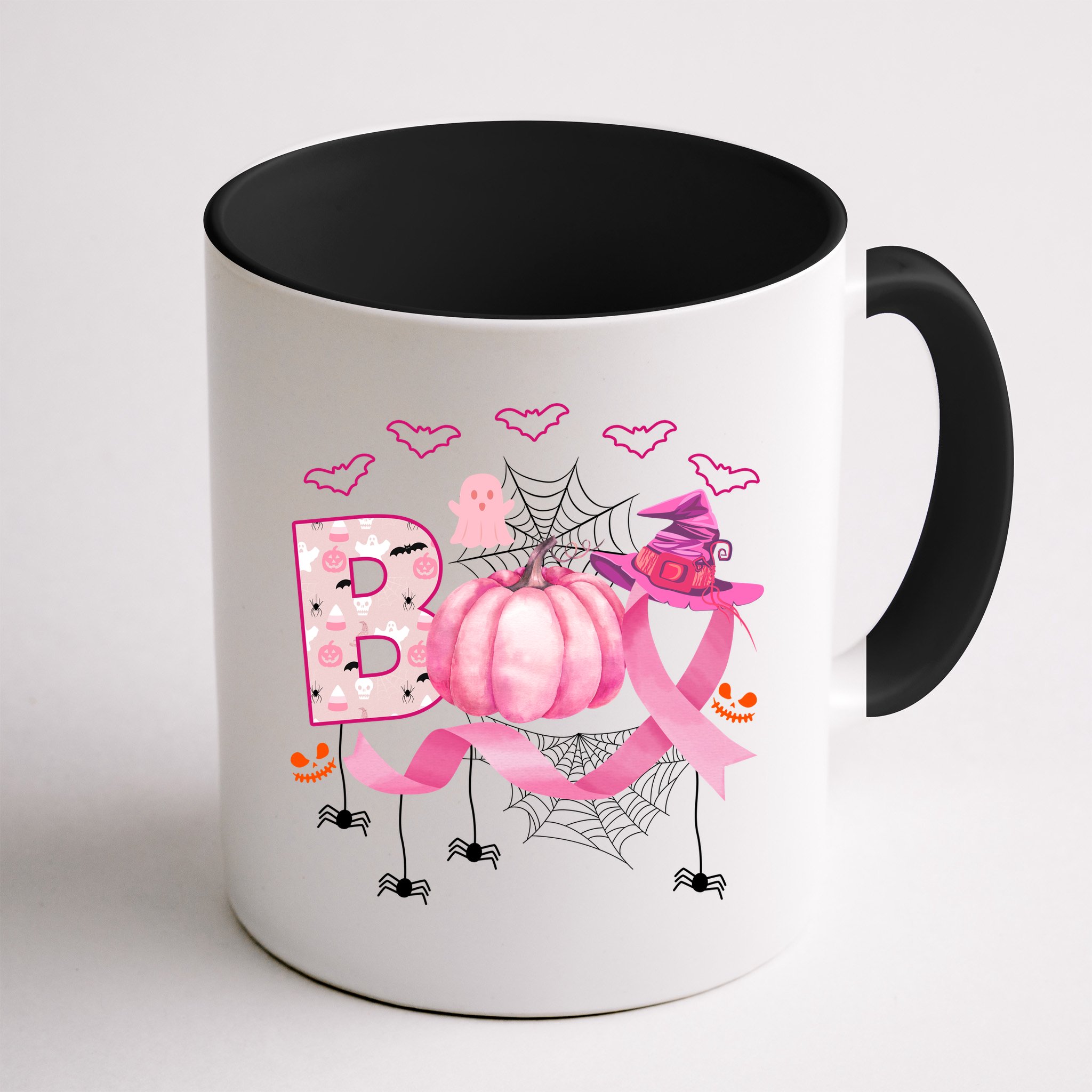 Boo Halloween October Breast Cancer Awareness Mug