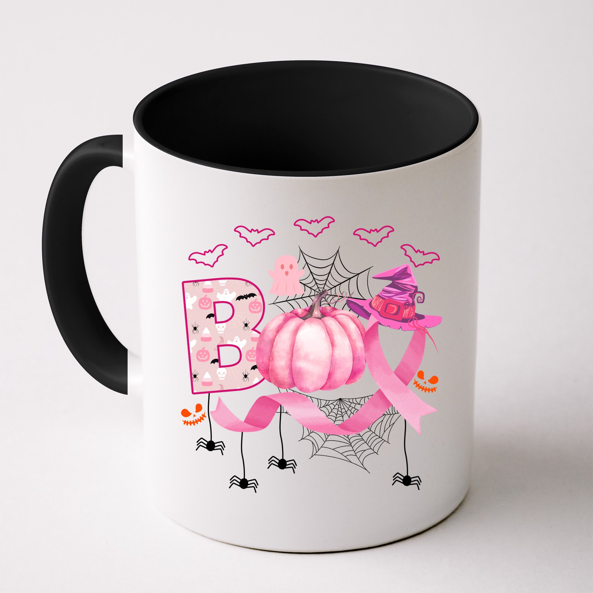 Boo Halloween October Breast Cancer Awareness Mug