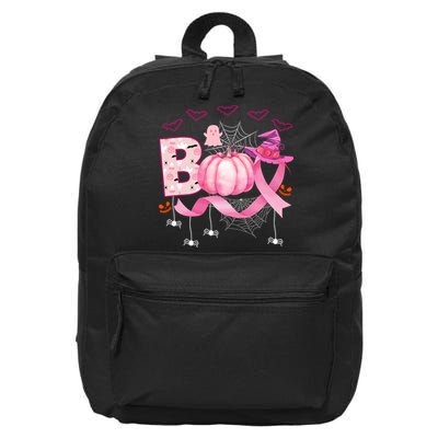 Boo Halloween October Breast Cancer Awareness 16 in Basic Backpack
