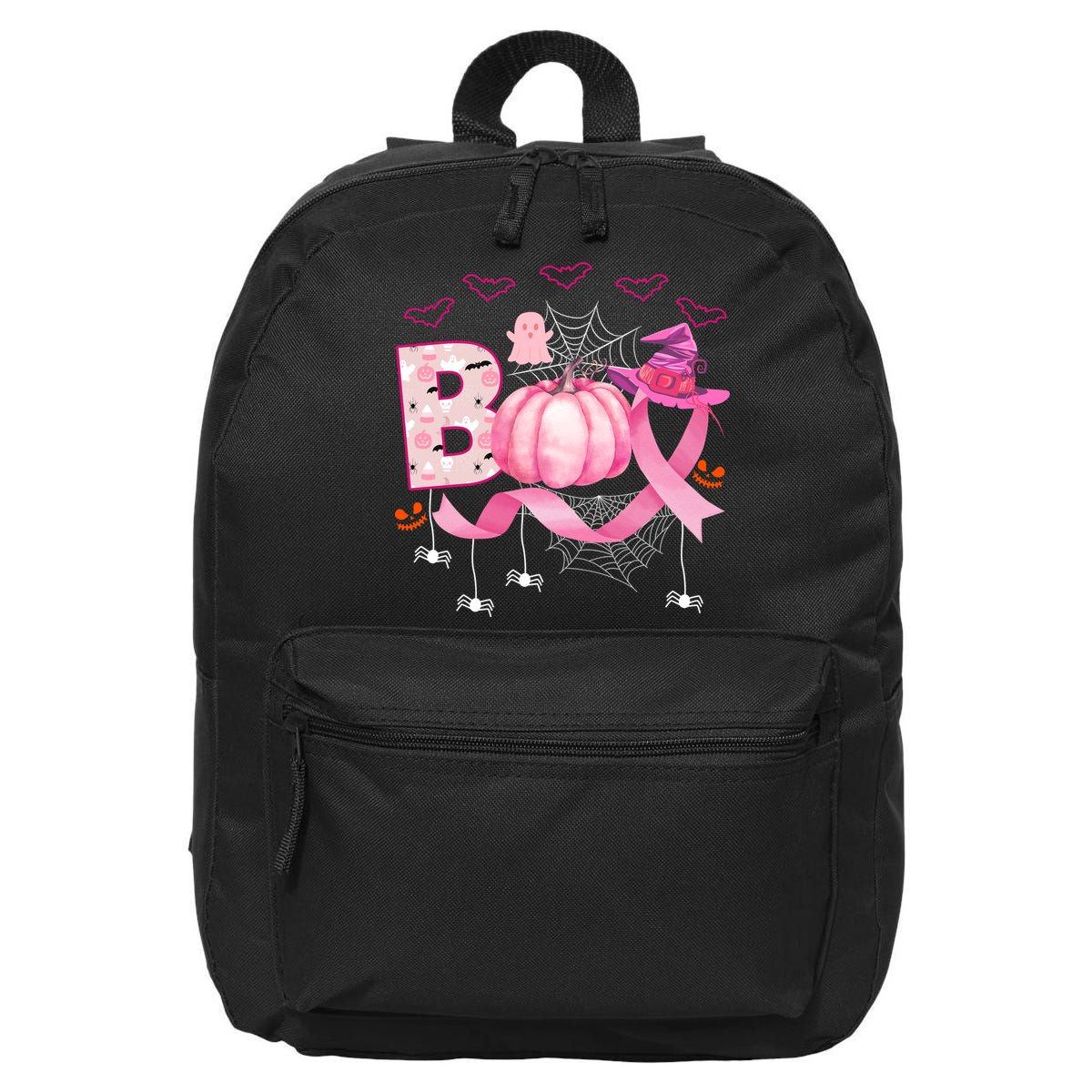 Boo Halloween October Breast Cancer Awareness 16 in Basic Backpack