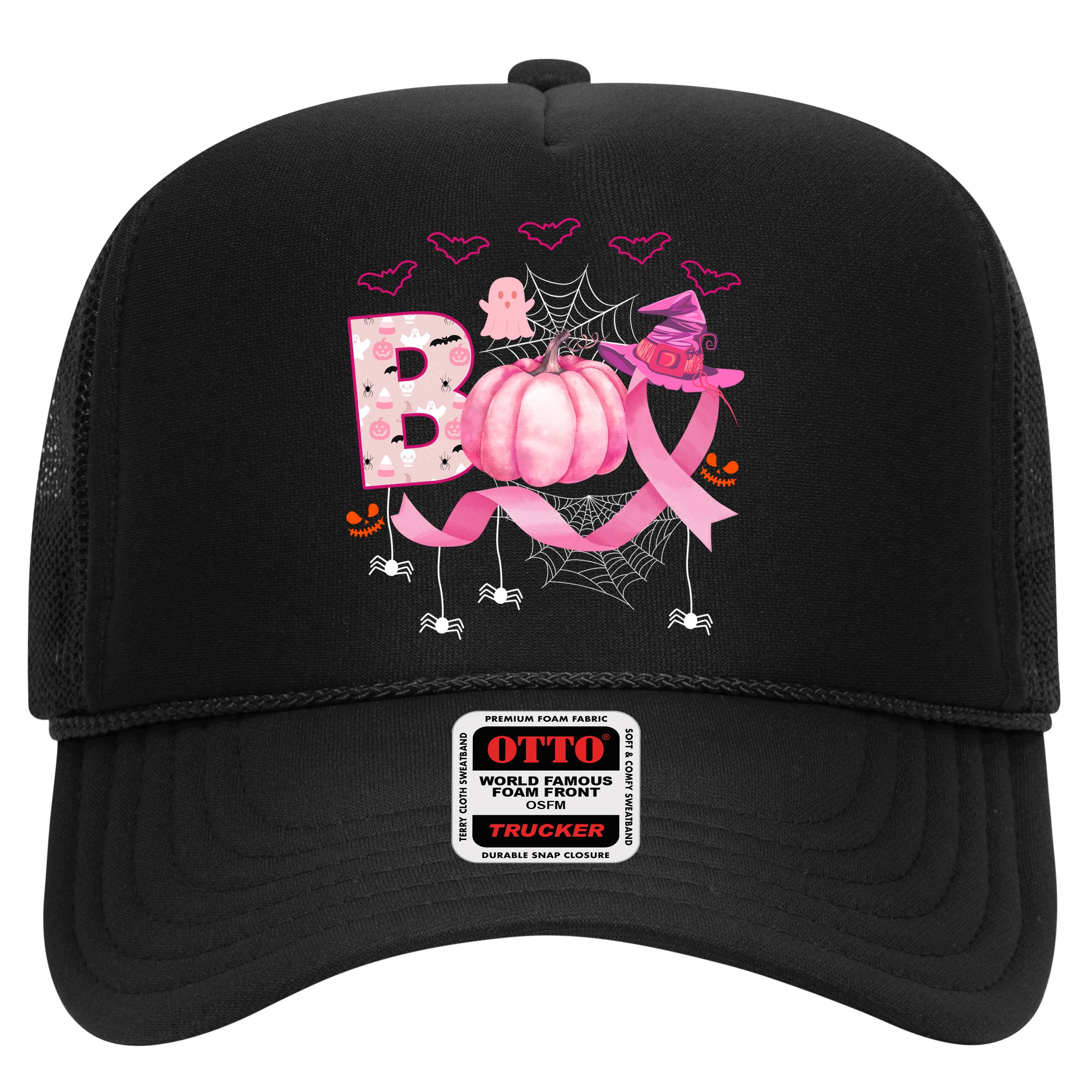 Boo Halloween October Breast Cancer Awareness Hat