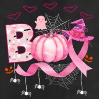 Boo Halloween October Breast Cancer Awareness Hat