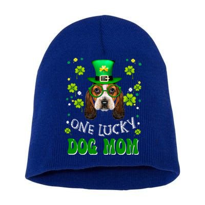 Basset Hound One Lucky Dog Mom Funny Dogs St Patrick's Day Cute Gift Short Acrylic Beanie