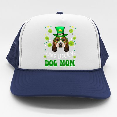 Basset Hound One Lucky Dog Mom Funny Dogs St Patrick's Day Cute Gift Trucker Hat