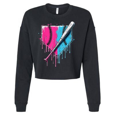 Baseball Home Plate Drip With Sprinkles Drip Ice Cream Bat Cropped Pullover Crew