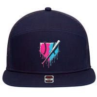 Baseball Home Plate Drip With Sprinkles Drip Ice Cream Bat 7 Panel Mesh Trucker Snapback Hat