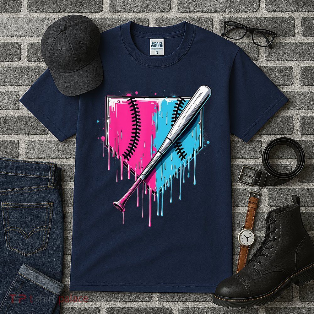 Baseball Home Plate Drip With Sprinkles Drip Ice Cream Bat Tall T-Shirt