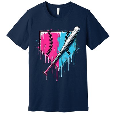 Baseball Home Plate Drip With Sprinkles Drip Ice Cream Bat Premium T-Shirt