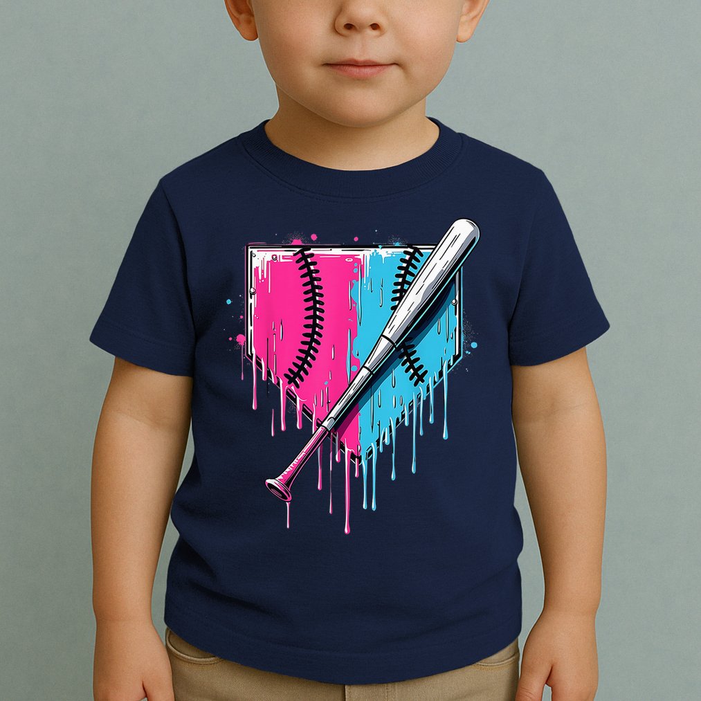 Baseball Home Plate Drip With Sprinkles Drip Ice Cream Bat Toddler T-Shirt