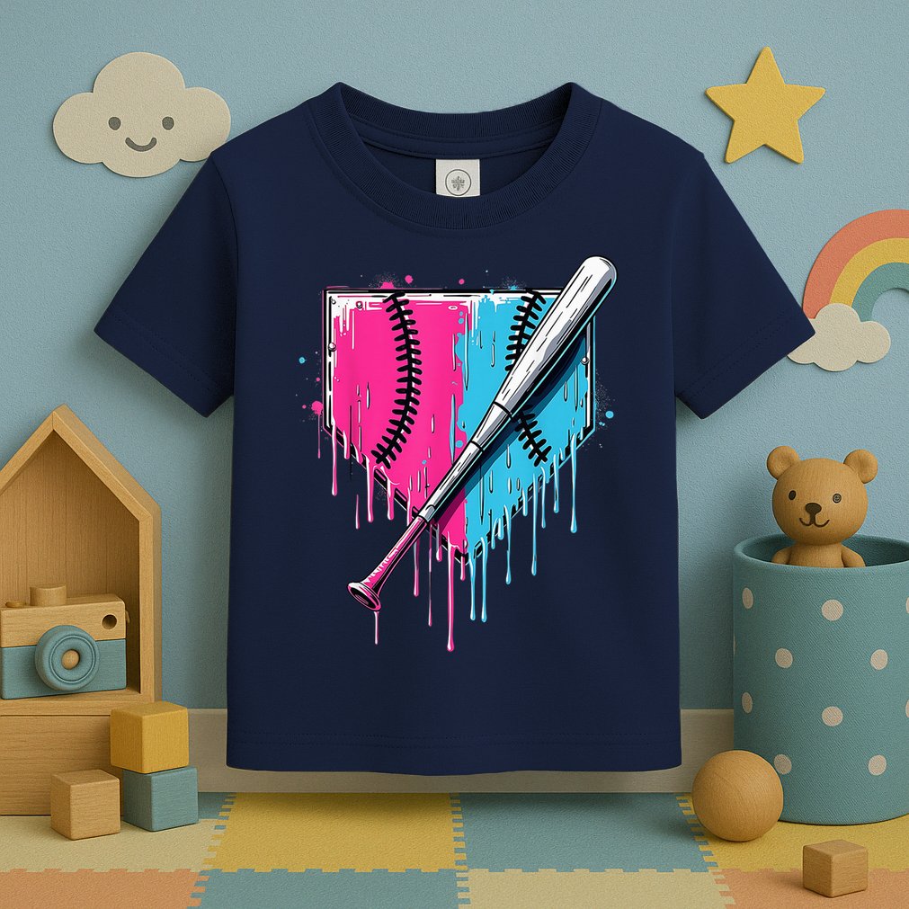Baseball Home Plate Drip With Sprinkles Drip Ice Cream Bat Toddler T-Shirt