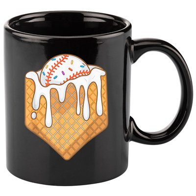 Baseball Home Plate Ice Cream Drip Fun Sports Lover 11oz C Handle Ceramic Mug