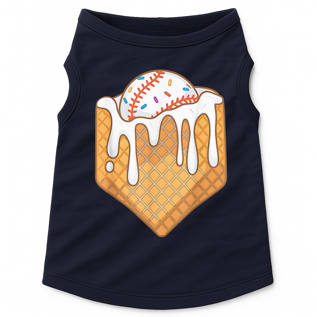 Baseball Home Plate Ice Cream Drip Fun Sports Lover Doggie Tank