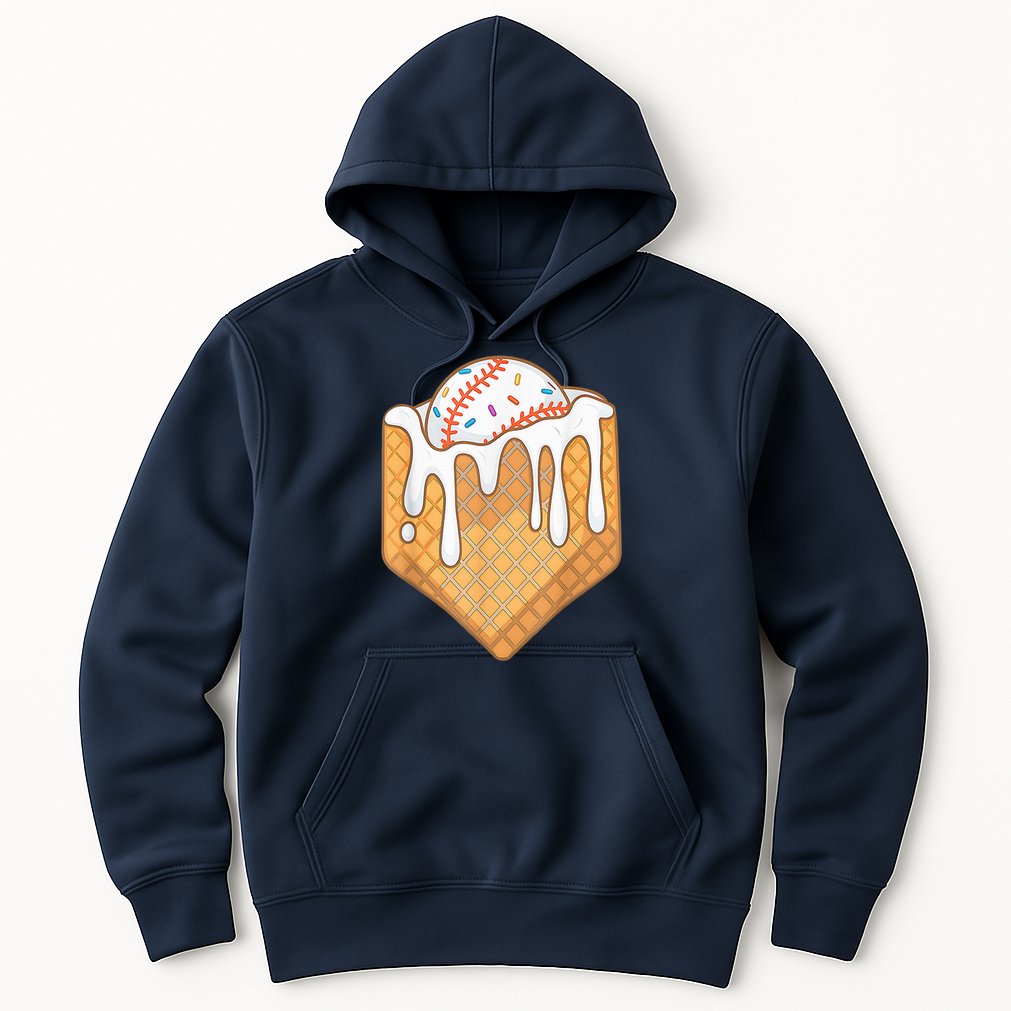 Baseball Home Plate Ice Cream Drip Fun Sports Lover Hoodie
