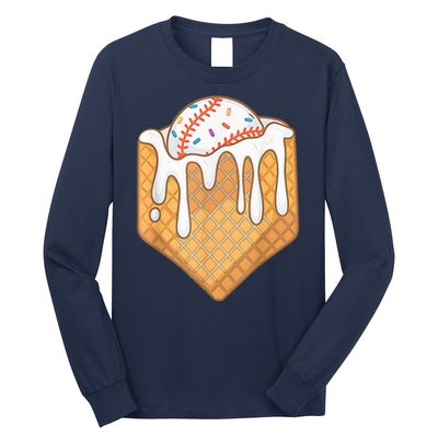 Baseball Home Plate Ice Cream Drip Fun Sports Lover Long Sleeve Shirt